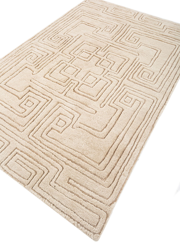 zuri ivory wool hand knotted Rug - FloorShot