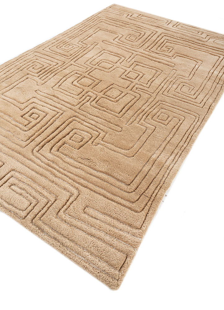 zuri beige and brown wool hand knotted Rug - FloorShot