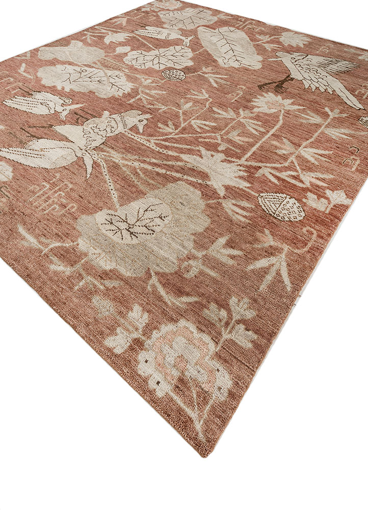 erbe red and orange wool hand knotted Rug - FloorShot