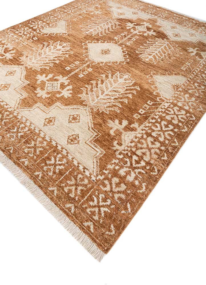 manifest red and orange afghan wool hand knotted Rug - FloorShot