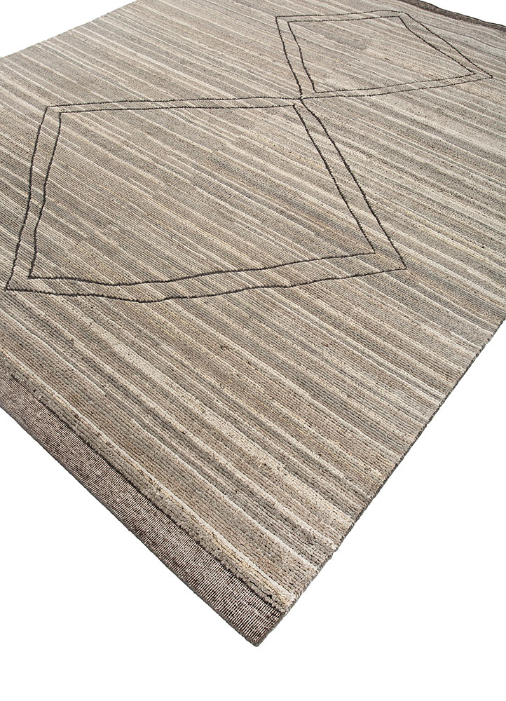 manifest beige and brown afghan wool hand knotted Rug - FloorShot
