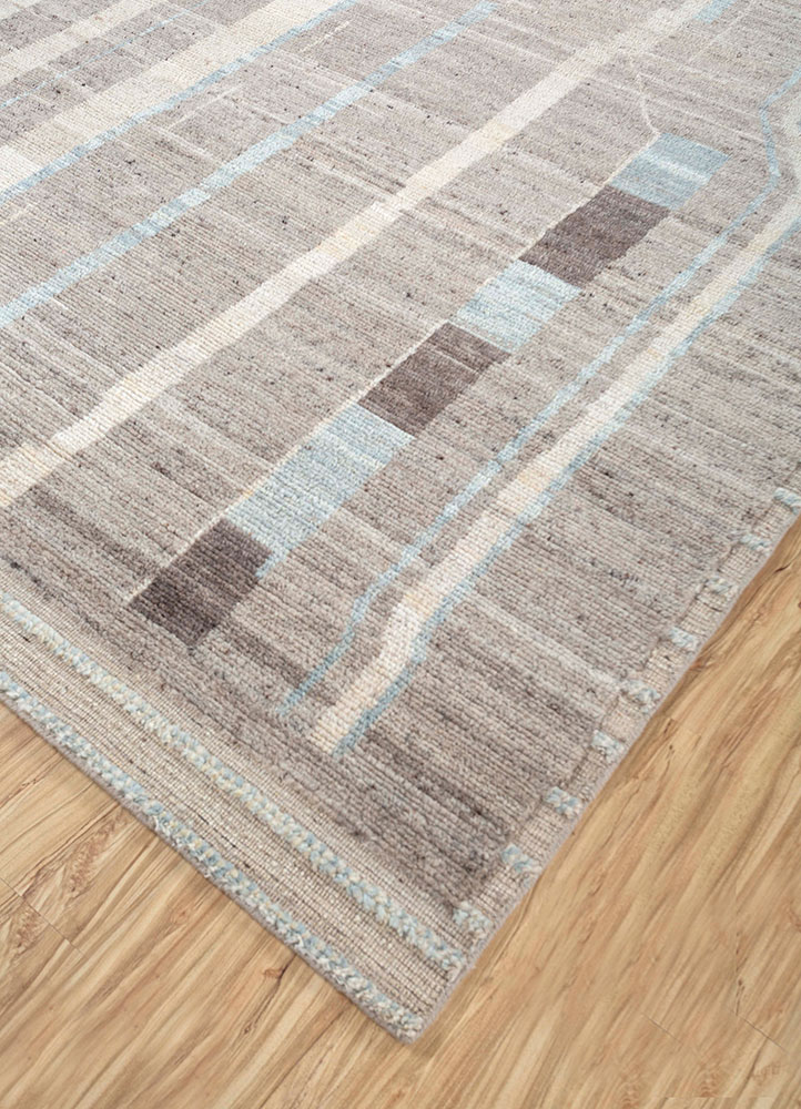 manifest beige and brown afghan wool hand knotted Rug - FloorShot