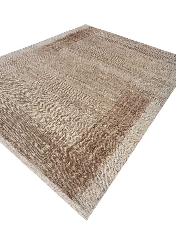 manifest beige and brown afghan wool hand knotted Rug - FloorShot