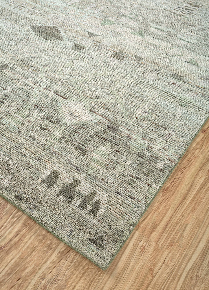 manifest green afghan wool hand knotted Rug - FloorShot