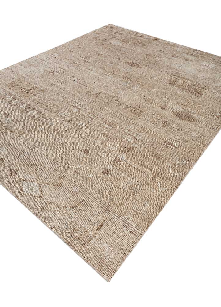 manifest beige and brown afghan wool hand knotted Rug - FloorShot