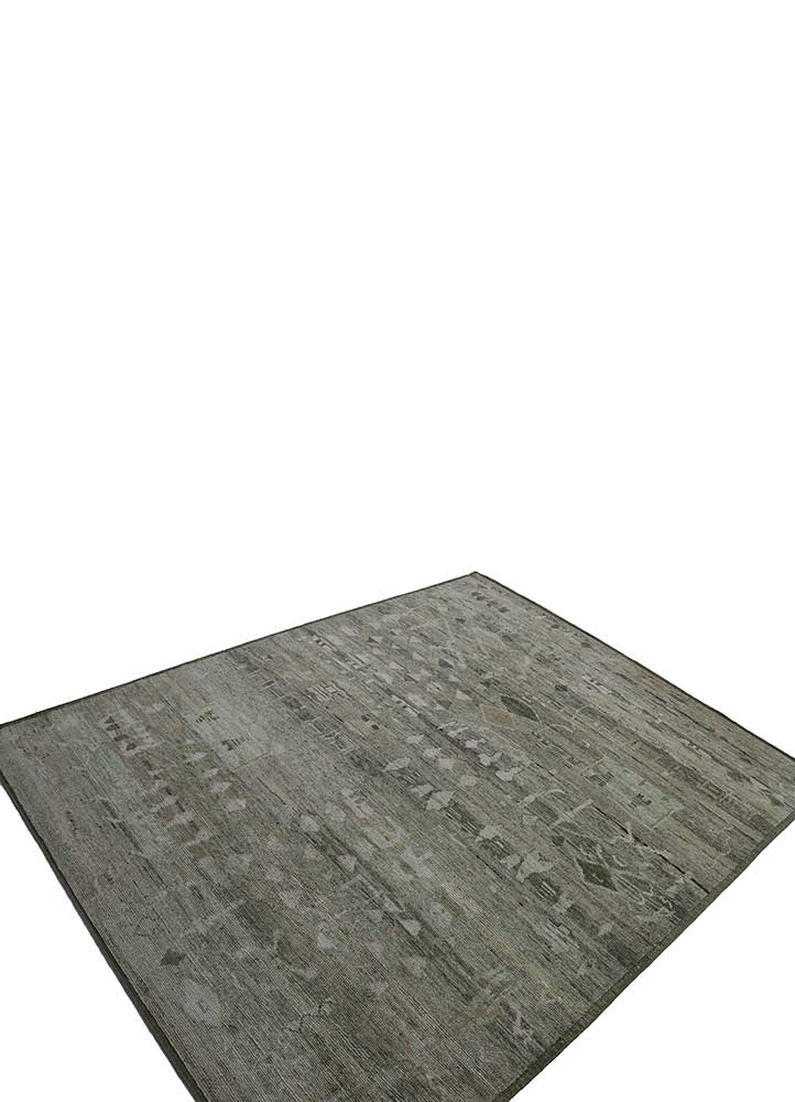 manifest green afghan wool hand knotted Rug - FloorShot