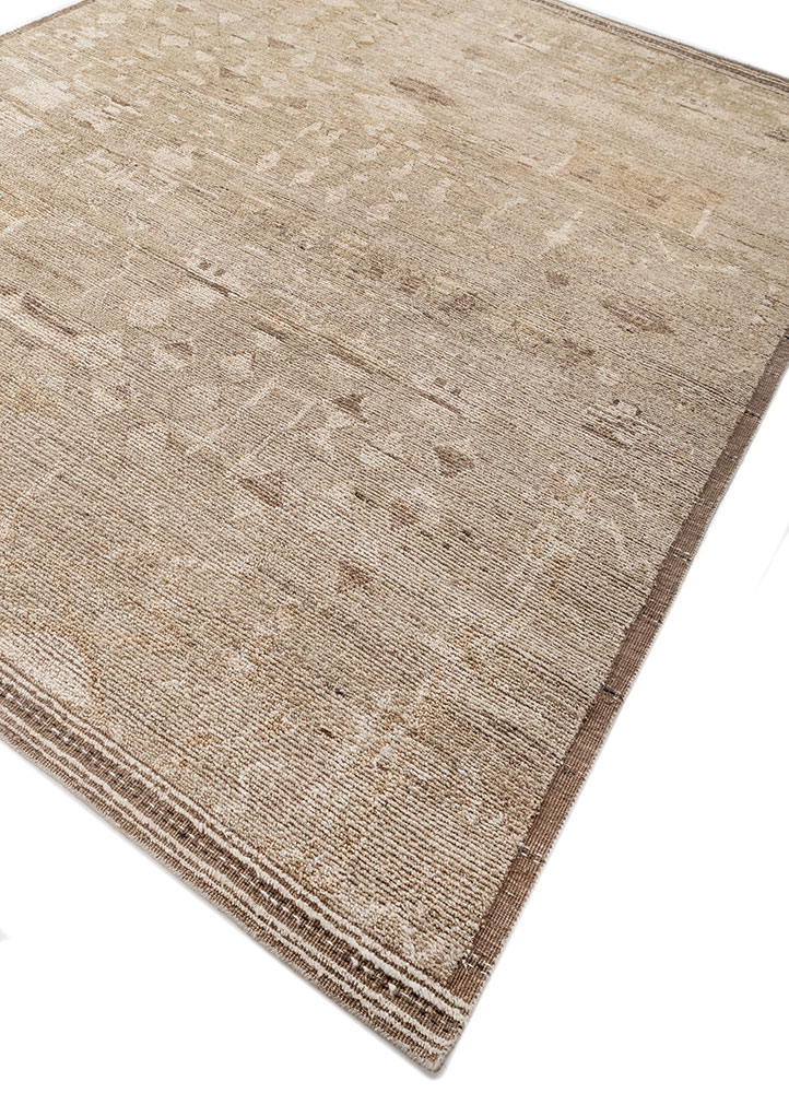 manifest beige and brown afghan wool hand knotted Rug - FloorShot