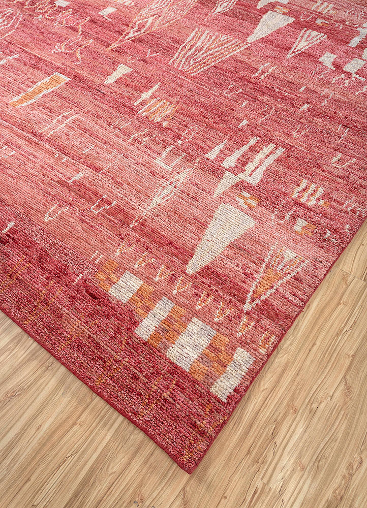 manifest red and orange wool hand knotted Rug - FloorShot