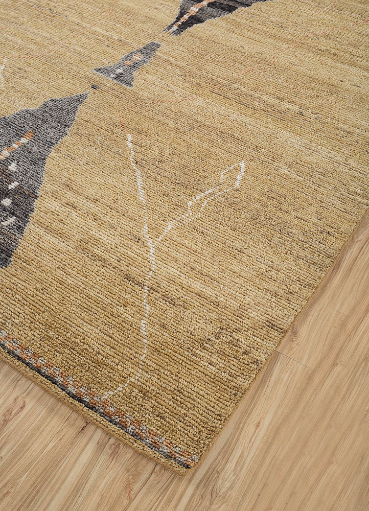 manifest gold afghan wool hand knotted Rug - FloorShot