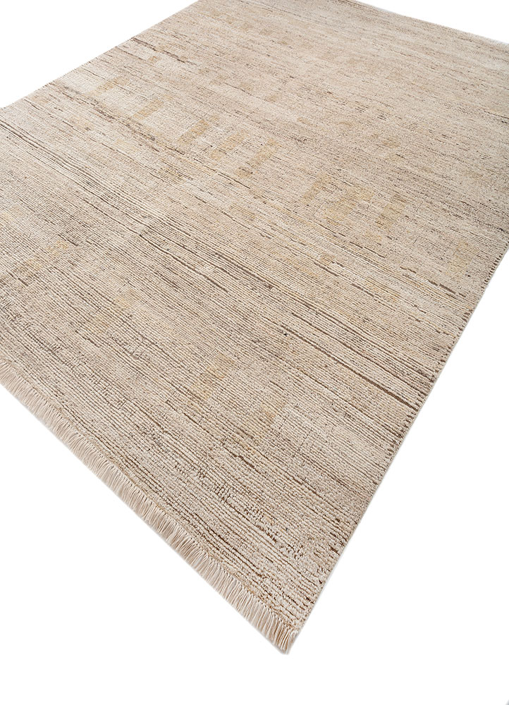 manifest beige and brown afghan wool hand knotted Rug - FloorShot