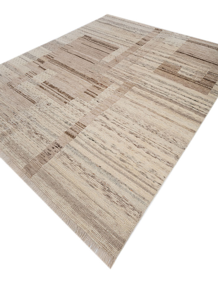 blythe beige and brown afghan wool hand knotted Rug - FloorShot