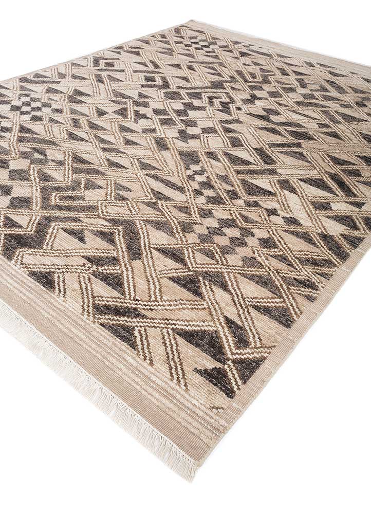 manifest blue afghan wool hand knotted Rug - FloorShot