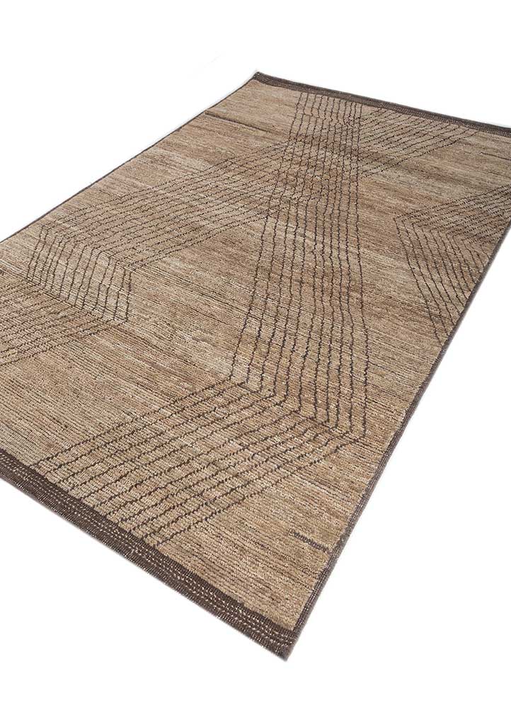manifest beige and brown afghan wool hand knotted Rug - FloorShot