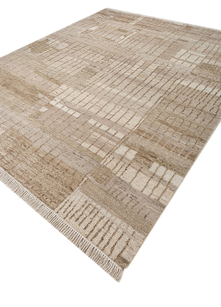 manifest beige and brown afghan wool hand knotted Rug - FloorShot