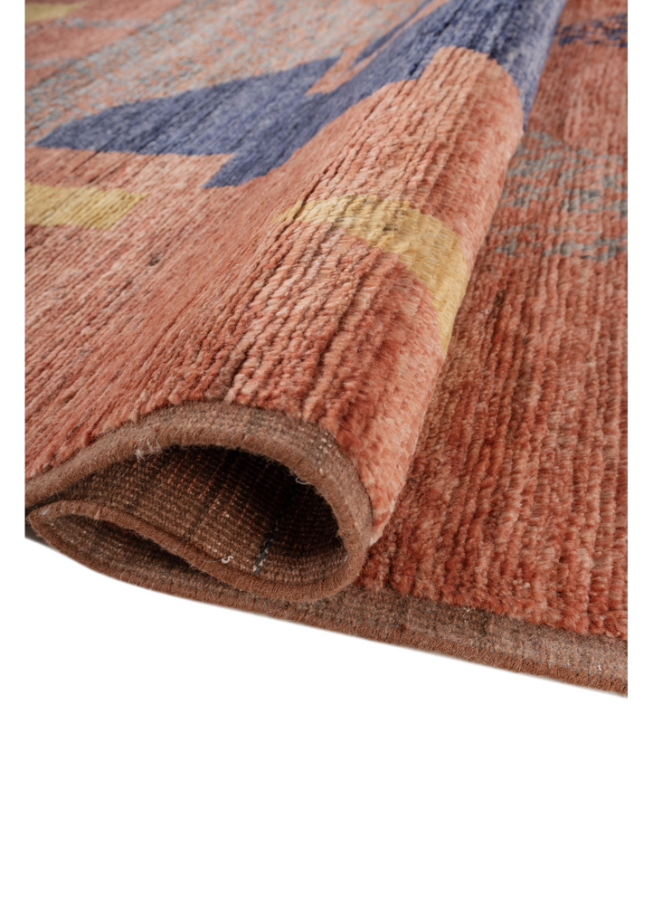 blythe red and orange wool hand knotted Rug - FloorShot