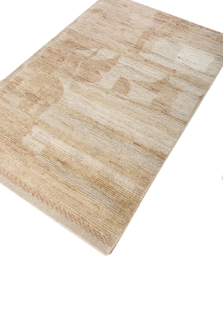 blythe beige and brown wool hand knotted Rug - FloorShot