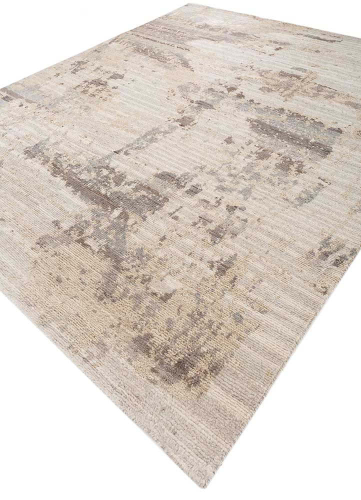 entropy beige and brown wool hand knotted Rug - FloorShot