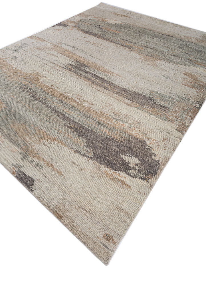 entropy blue wool hand knotted Rug - FloorShot