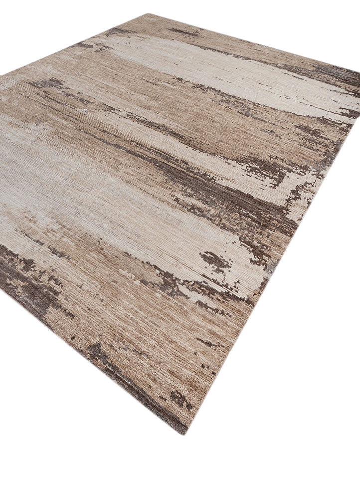 entropy beige and brown wool hand knotted Rug - FloorShot