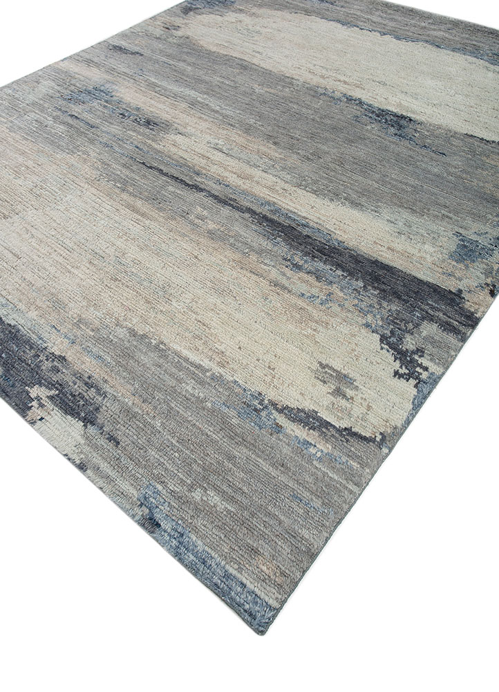 entropy blue wool hand knotted Rug - FloorShot
