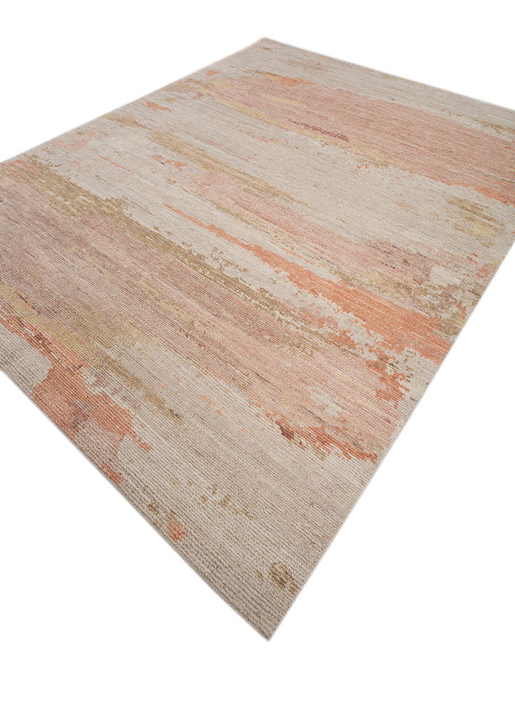 entropy red and orange wool hand knotted Rug - FloorShot