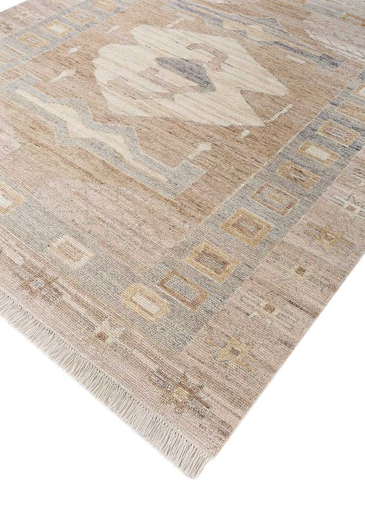 thyme beige and brown wool hand knotted Rug - FloorShot