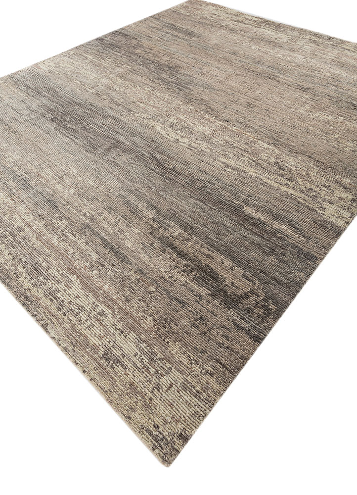 entropy beige and brown wool hand knotted Rug - FloorShot