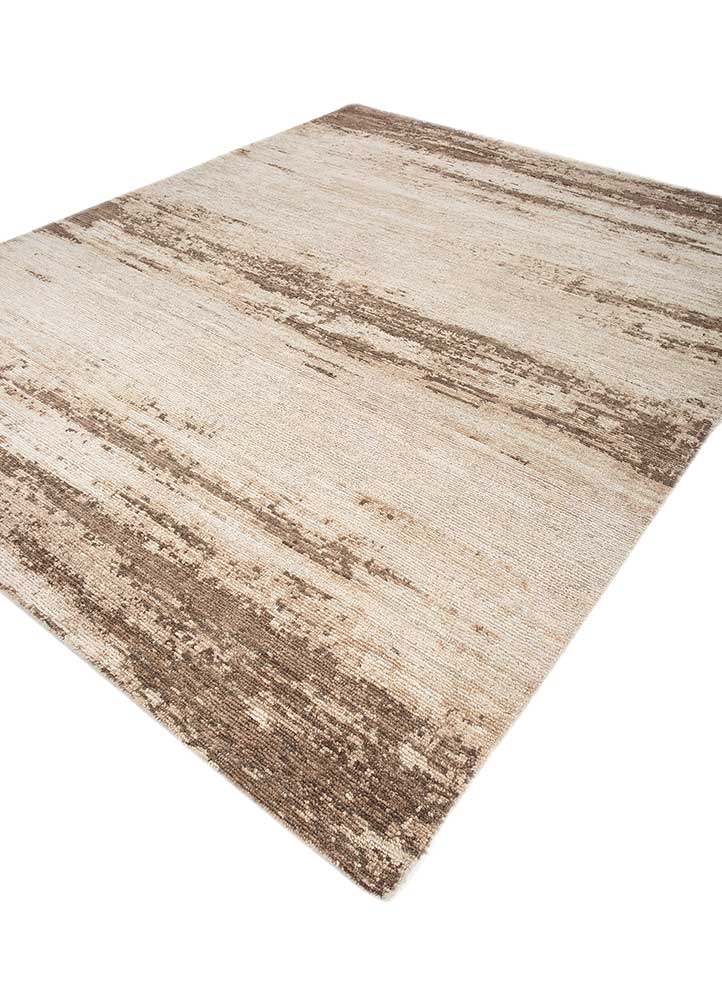entropy beige and brown wool hand knotted Rug - FloorShot