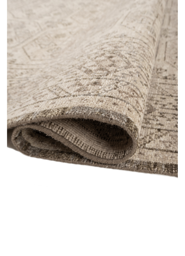 erbe beige and brown wool hand knotted Rug - FloorShot