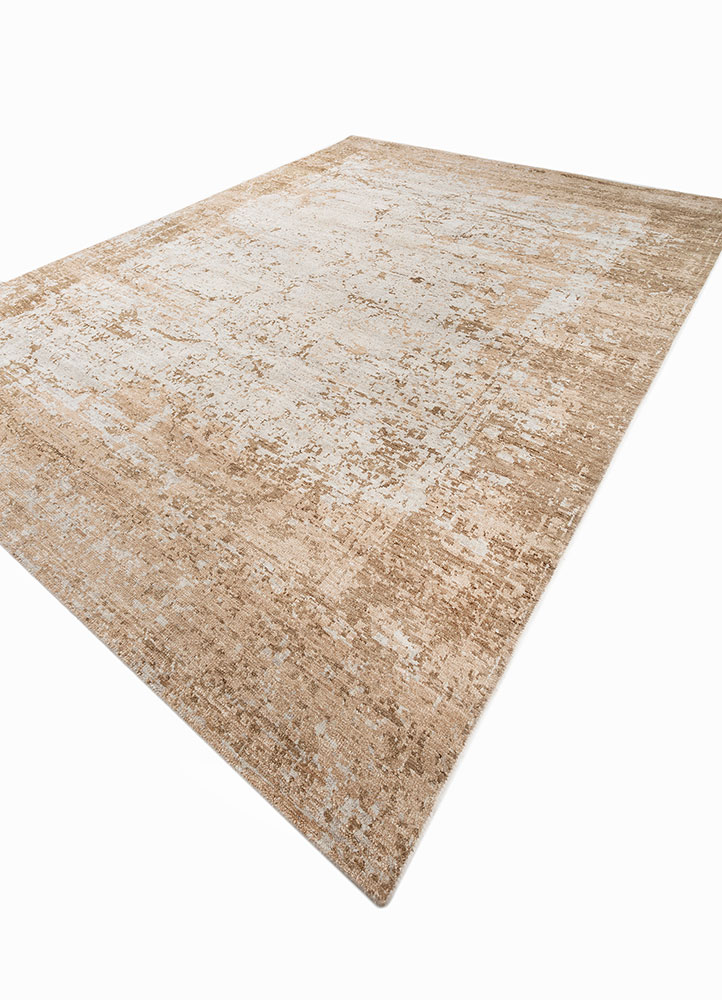 gulmarg beige and brown silk hand knotted Rug - FloorShot