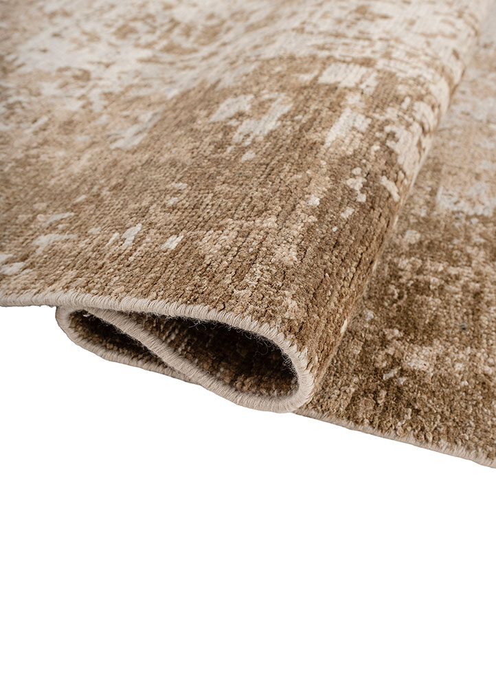 gulmarg beige and brown silk hand knotted Rug - FloorShot