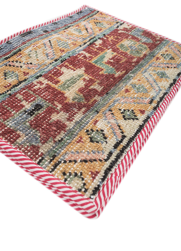 table mats red and orange wool hand knotted Accessorie - FloorShot