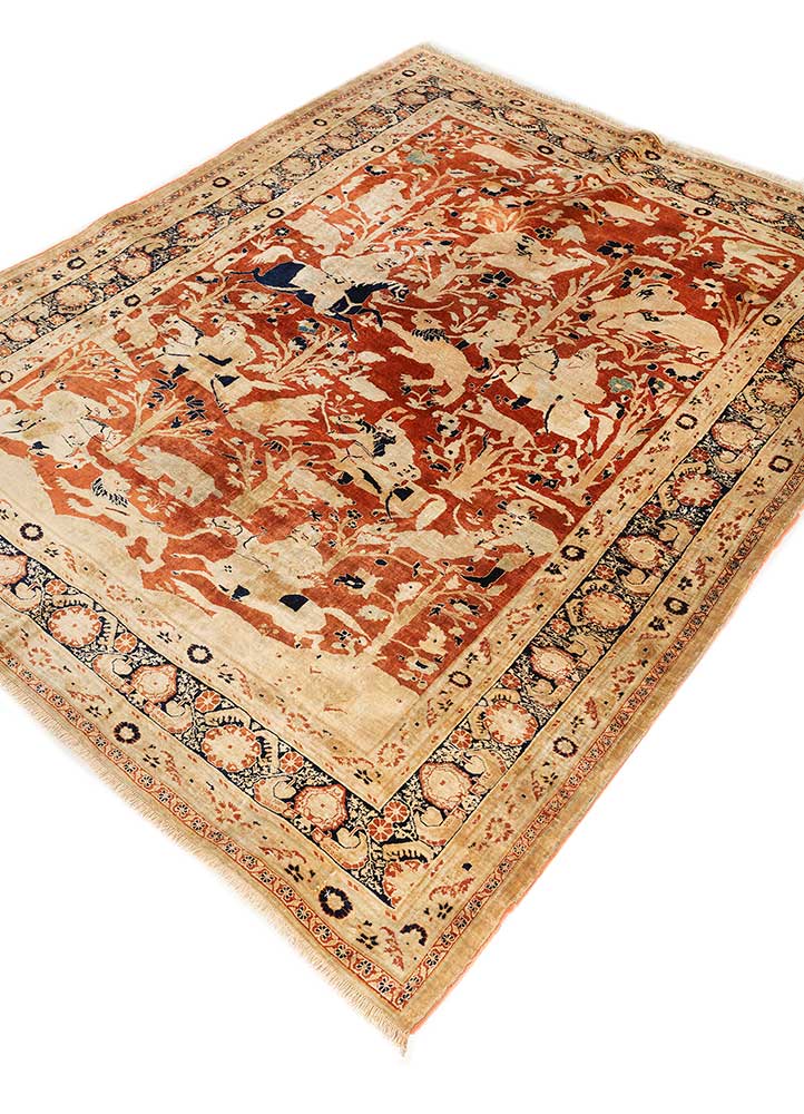 gulmarg beige and brown silk hand knotted Rug - FloorShot