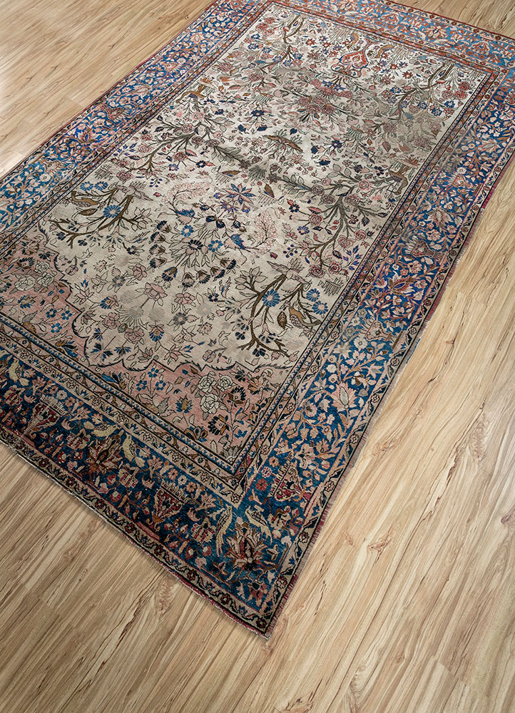 gulmarg ivory silk hand knotted Rug - FloorShot