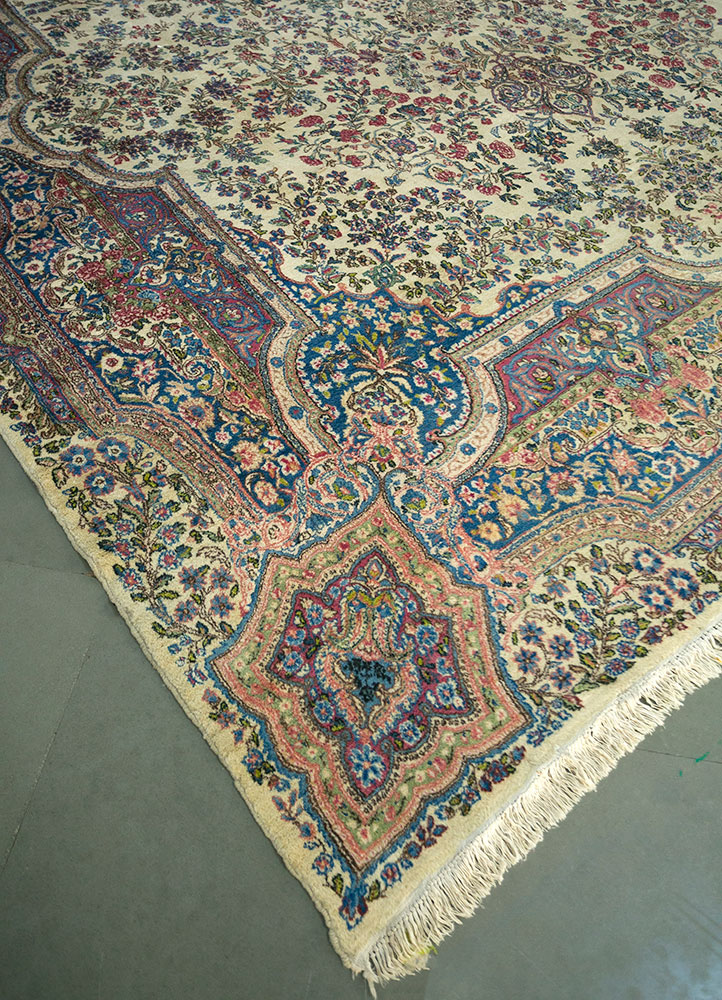 aalam pink and purple wool hand knotted Rug - FloorShot