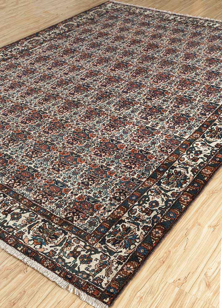 aalam beige and brown wool hand knotted Rug - FloorShot