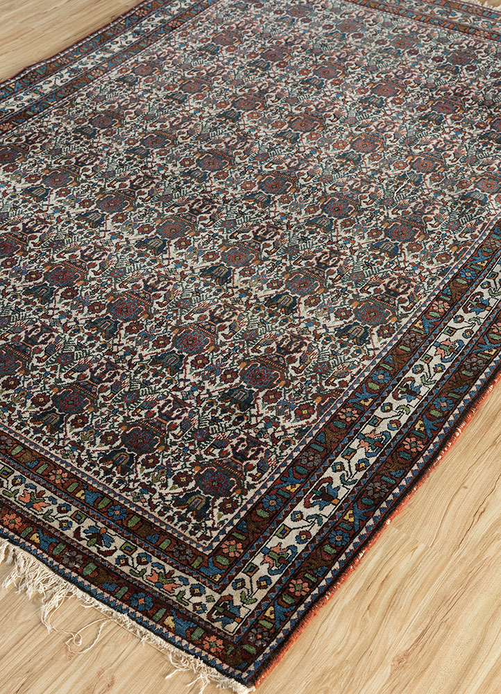 aalam blue wool hand knotted Rug - FloorShot