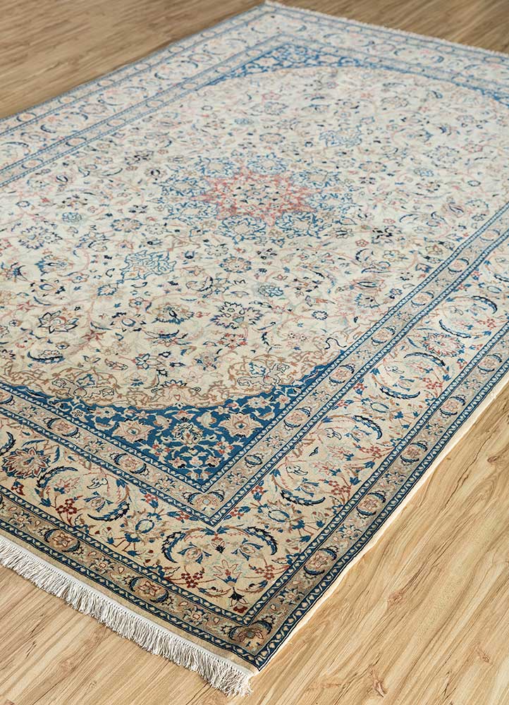 aalam blue wool hand knotted Rug - FloorShot