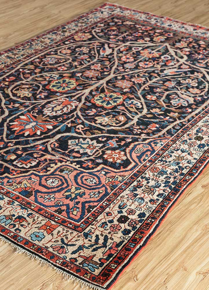 aalam grey and black wool hand knotted Rug - FloorShot