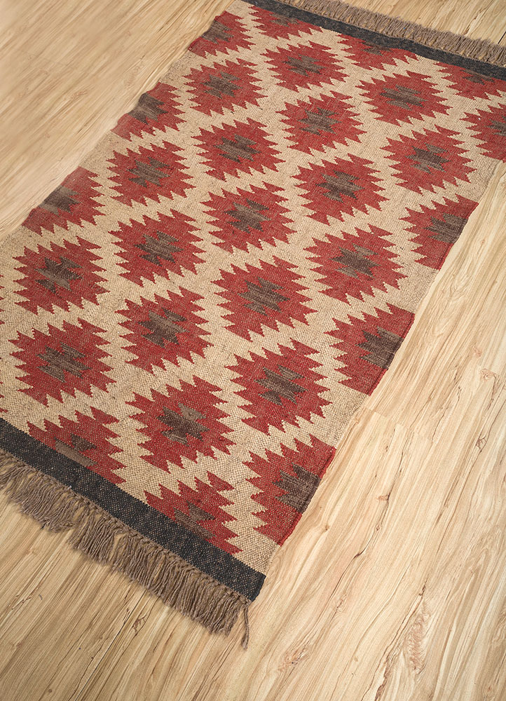 bedouin red and orange jute and hemp flat weaves Rug - FloorShot