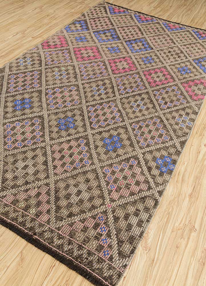 nuray beige and brown wool hand knotted Rug - FloorShot