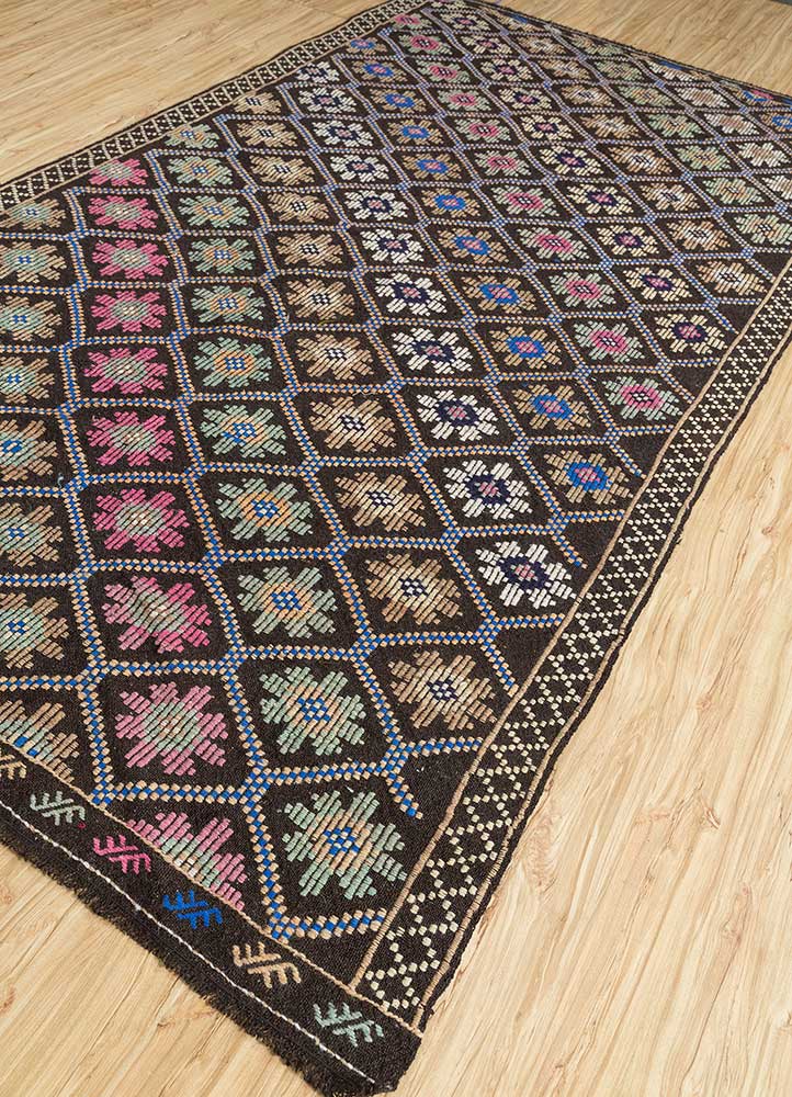 nuray beige and brown wool hand knotted Rug - FloorShot