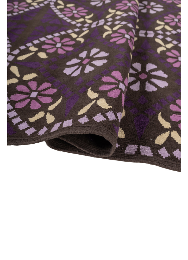 indusbar pink and purple rayon chenille flat weaves Rug - FloorShot