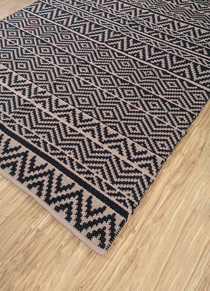 abrash grey and black wool flat weaves Rug - FloorShot