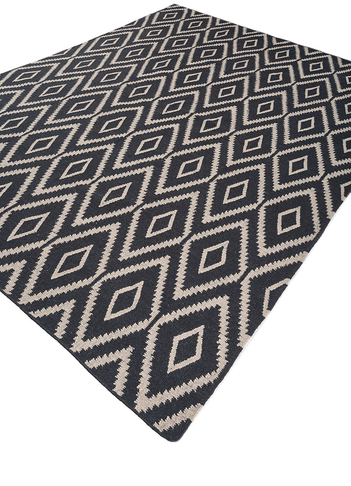 bedouin blue wool flat weaves Rug - FloorShot