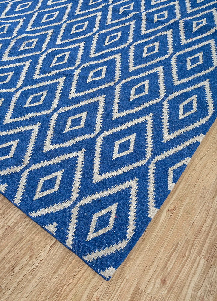bedouin blue wool flat weaves Rug - FloorShot