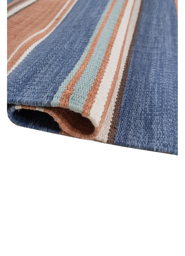 indusbar blue wool flat weaves Rug - FloorShot