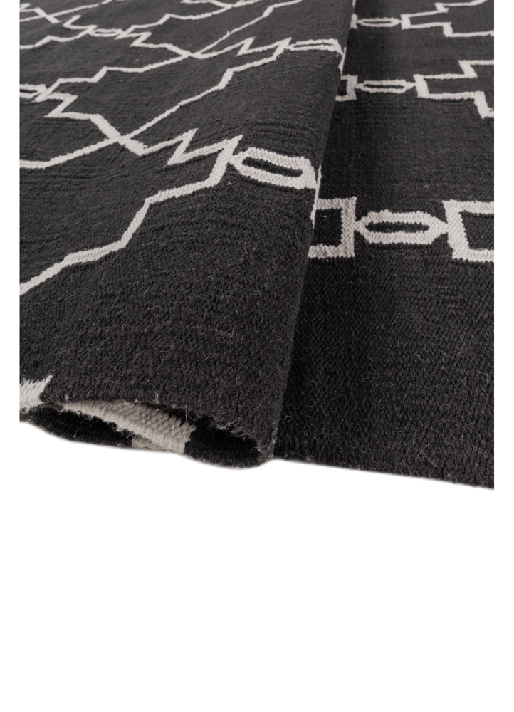 indusbar grey and black wool flat weaves Rug - FloorShot