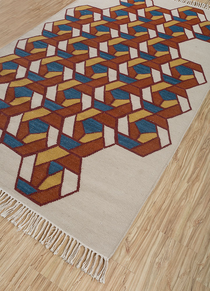 bedouin gold wool flat weaves Rug - FloorShot