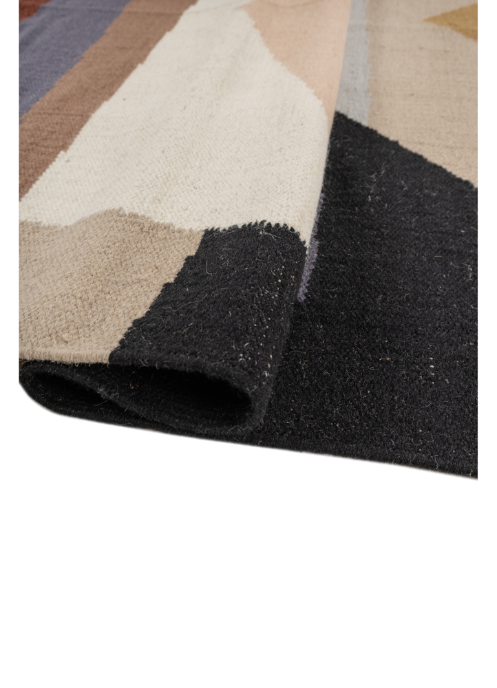 indusbar blue wool flat weaves Rug - FloorShot